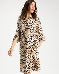 Chocolate Fondant Ponte Knit Flounce Sleeve Dress
