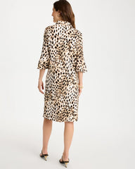 Chocolate Fondant Ponte Knit Flounce Sleeve Dress