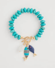 Turquoise Turquoise Stone Toggle Charm Bracelet