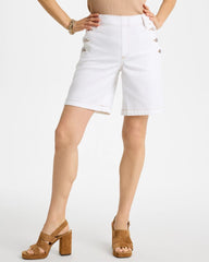 Alabaster Pull-On Scallop Button Jean Shorts