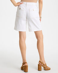 Alabaster Pull-On Scallop Button Jean Shorts