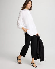 Black Juliet Lightweight Straight Crop Pants