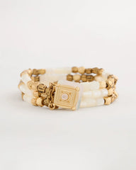 Gold Set of 3 Pearl Treasure Stretch Bracelets