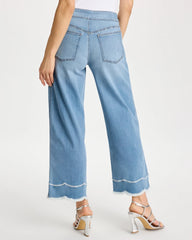Blue Jay Indigo Scallop Pull-On Wide-Leg Crop Jeans