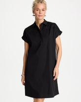 Black Popover Embroidered Poplin Dress