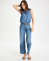 Burano Indigo Tencel Denim Sleeveless Shirt