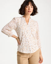 Mocha Mousse Animal Print Ruffled V-Neck Top