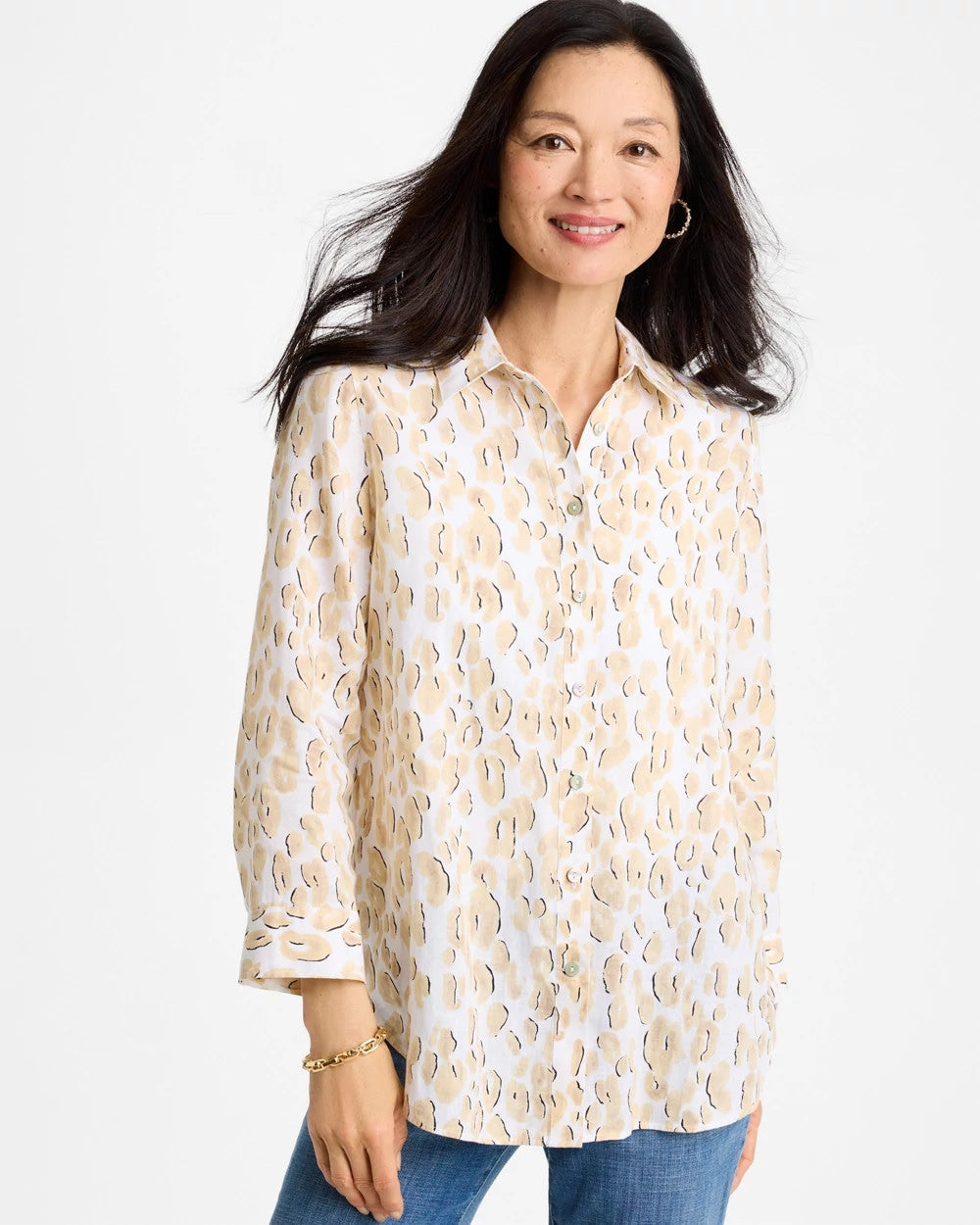 Mocha Mousse No Iron™ Linen Animal Print Shirt
