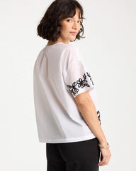 Alabaster Cotton Voile Applique Blouse