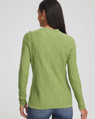 Green Fig Button Shoulder Crewneck Pullover