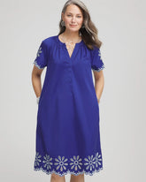 Blue Casa Embroidered Poplin Popover Dress