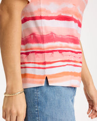 Calypso Coral Grotto Mist Pima Elbow Sleeve Tee