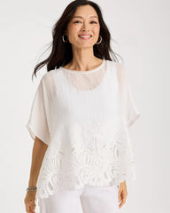 Alabaster Crochet Lace Hem Poncho