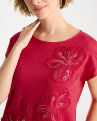 Cherry Lush Linen Embellished Sequin Tunic