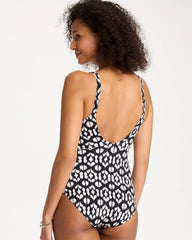 Black/White Gottex Mantra Square Neck One Piece Swimsuit