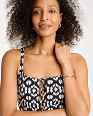 Black/White Gottex Mantra Square Neck One Piece Swimsuit