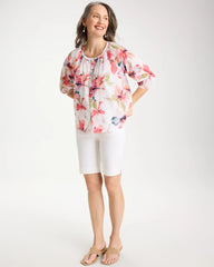 Calypso Coral Cotton Voile Croix Collage Blouse