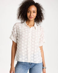 Alabaster 3D Floral Chiffon Camp Shirt