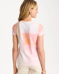 Calypso Coral Cotton Stretch Watercolor Cap Sleeve Tee