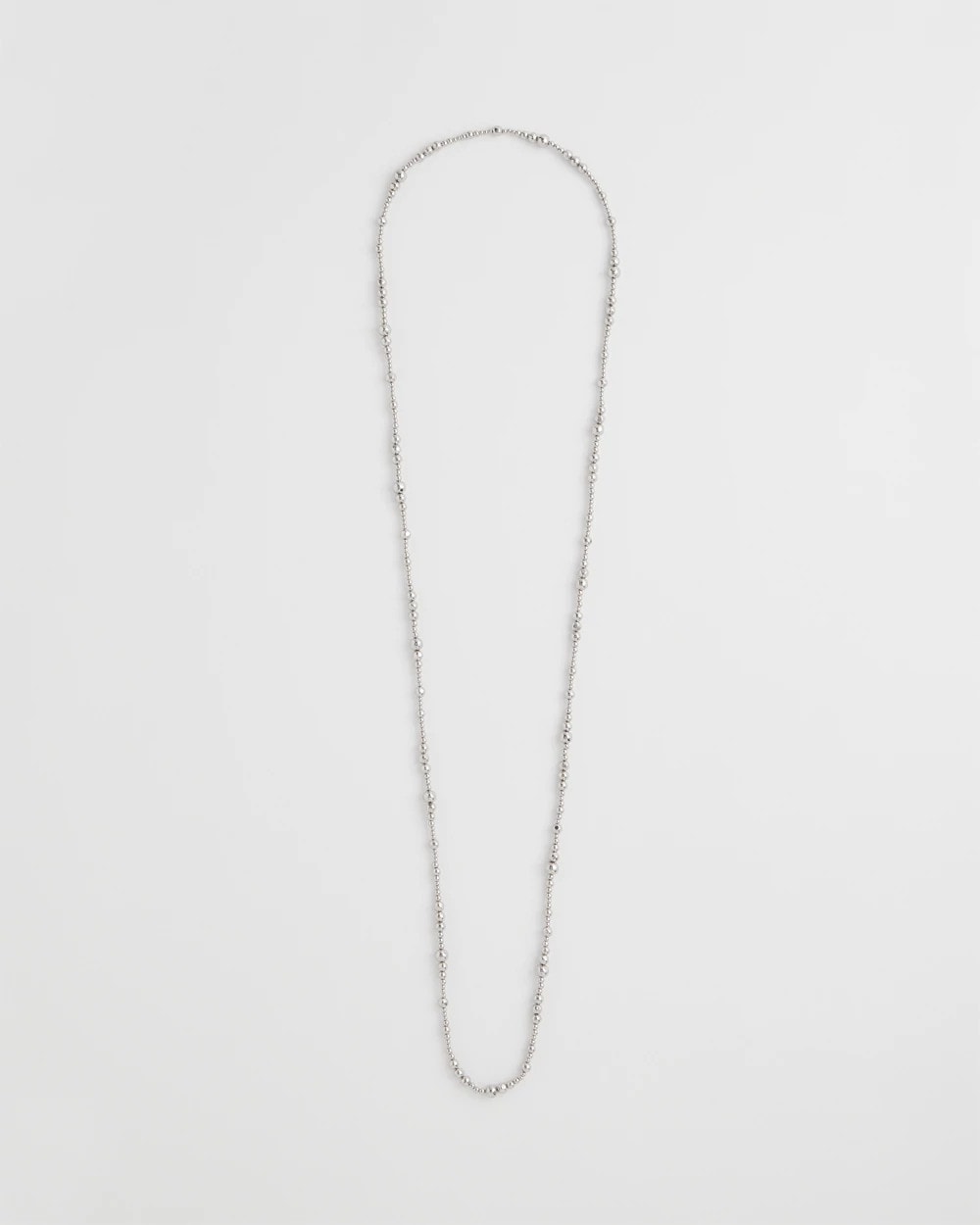 Silver Silvertone Long Beaded Necklace