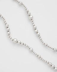 Silver Silvertone Long Beaded Necklace
