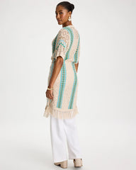 Bondi Blue Rainbow Crochet Pointelle Vest