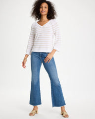 Alabaster Metallic Striped Pullover Sweater