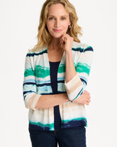 Green Clover Grotto Striped Summer Romance Cardigan