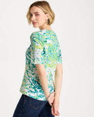 Bondi Blue Pima Printed Elbow Sleeve Tee