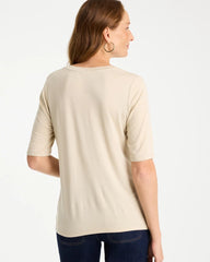 Topaz Smoke Knit Sequin Elbow Tee