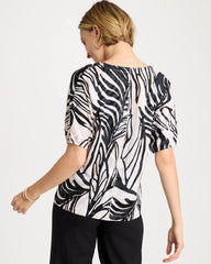 Smokey Taupe Linen Ruched Palm Tee