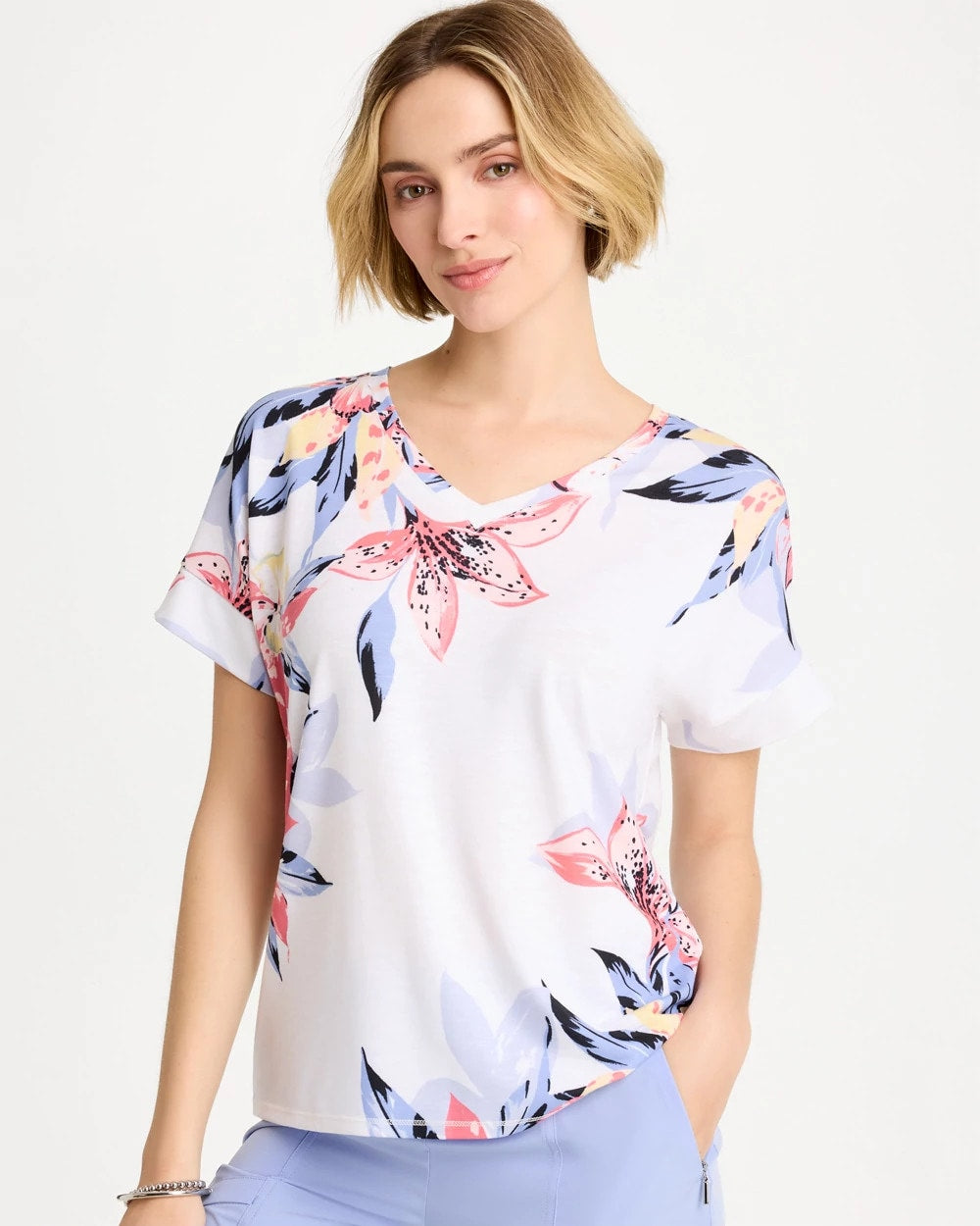 Calypso Coral Zenergy® Lily Drop Shoulder Tee