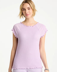 Orchid Mist Textured Knit Lettuce Raglan Tee