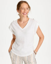 Alabaster Cotton Slub Epaulette Tee
