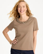 Topaz Smoke Cotton Sequin Tee