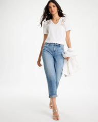 Alabaster Cotton Stretch Palm Sequin Tee