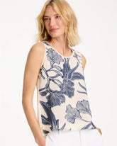 Ecru Caviar Trim Floral Tank