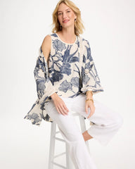 Ecru Caviar Trim Floral Tank