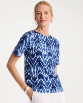 Passport Blue Tie Dye Chevron Pima Elbow Sleeve Tee