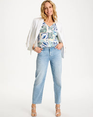Green Clover Palm Cotton Slub V-Neck Tee