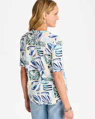 Green Clover Palm Cotton Slub V-Neck Tee