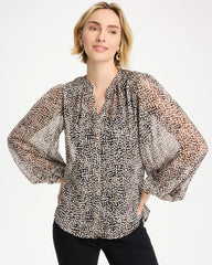 Black Georgette Printed Squares Blouse