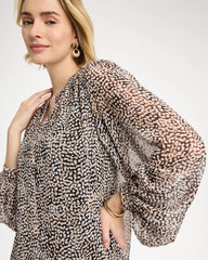 Black Georgette Printed Squares Blouse