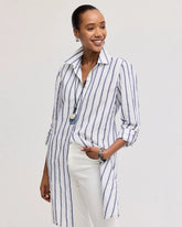 Alabaster Linen Metallic Striped Duster Shirt