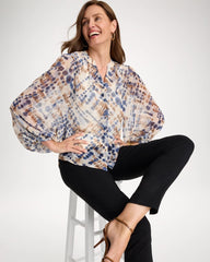 Passport Blue Georgette Printed Blouse