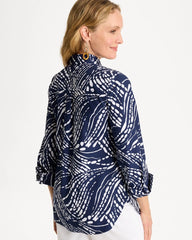 Passport Blue Printed No Iron Stretch Shirt