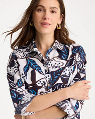 Passport Blue Printed No Iron Linen Shirt