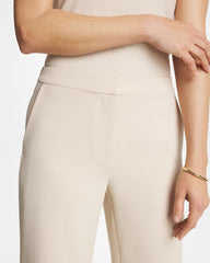 Pale Sand Textured Straight Tapered Ankle Pants