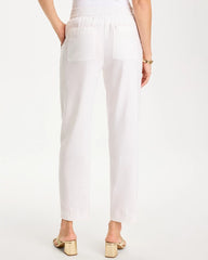 Alabaster Soft-Stretch Linen Straight Tapered Ankle Pants