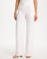 Alabaster Straight-Leg Linen Pants